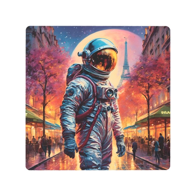 Paris astronaut metal print (Front)