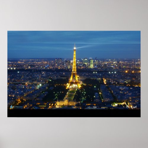 Paris At Night Cityscape Poster
