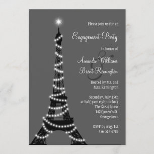 Paris at Night Engagement Party Invitation