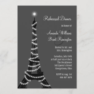 Paris at Night Rehearsal Dinner Invitation