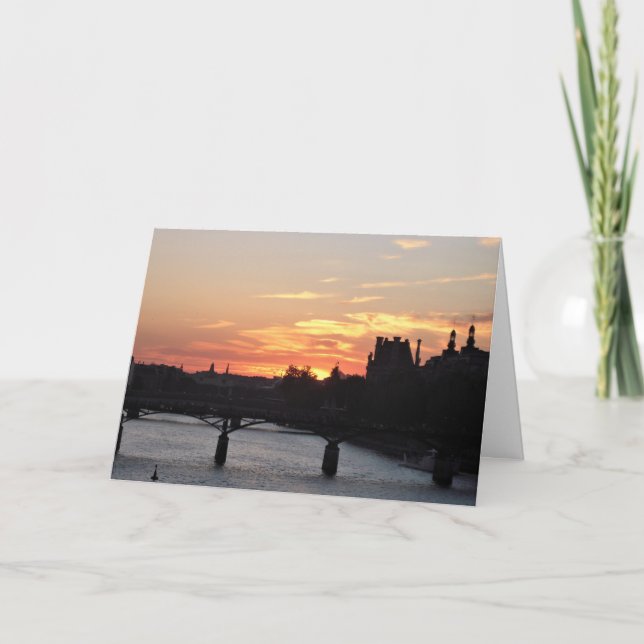 Paris at sunset blank greeting card (Front)
