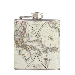 Paris Atlas Map Hip Flask