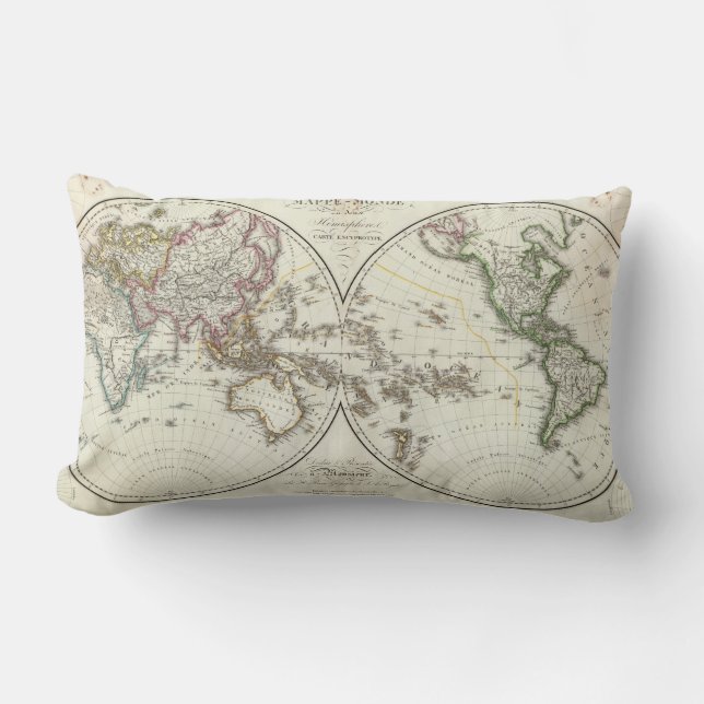 Paris Atlas Map Lumbar Pillow (Front)