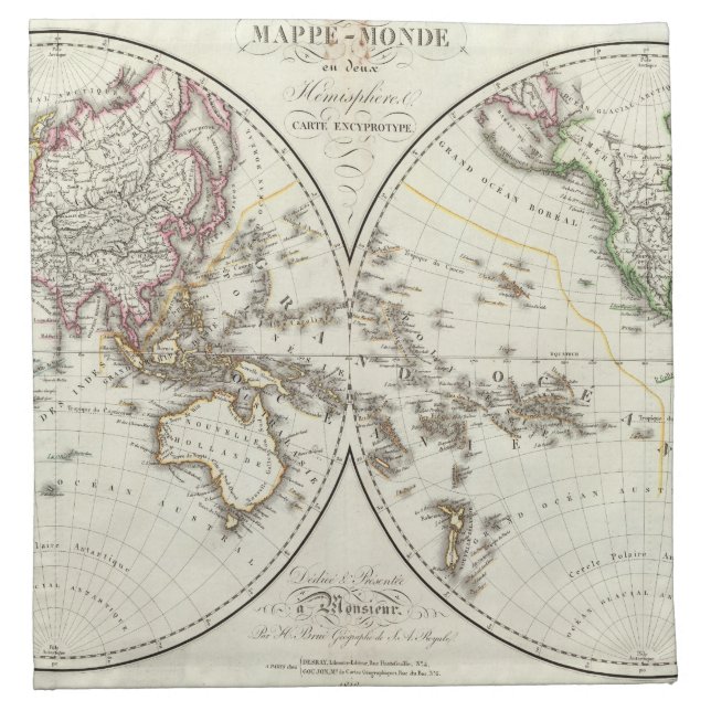 Paris Atlas Map Napkin (Front)
