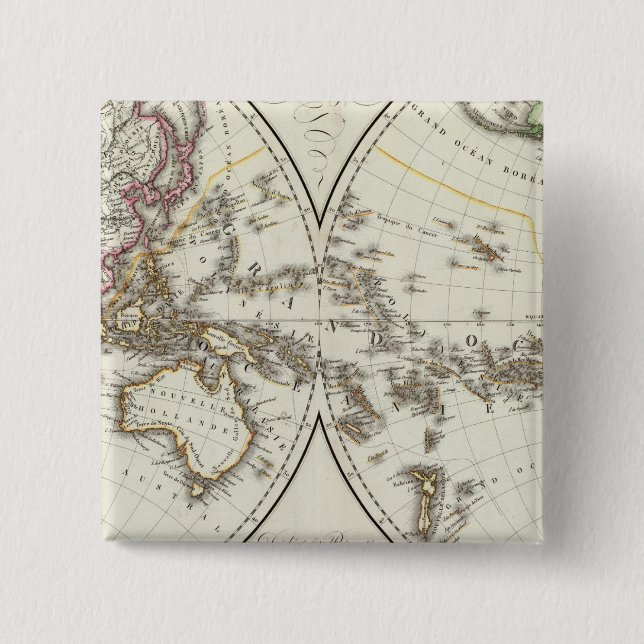 Paris Atlas Map Pinback Button (Front)
