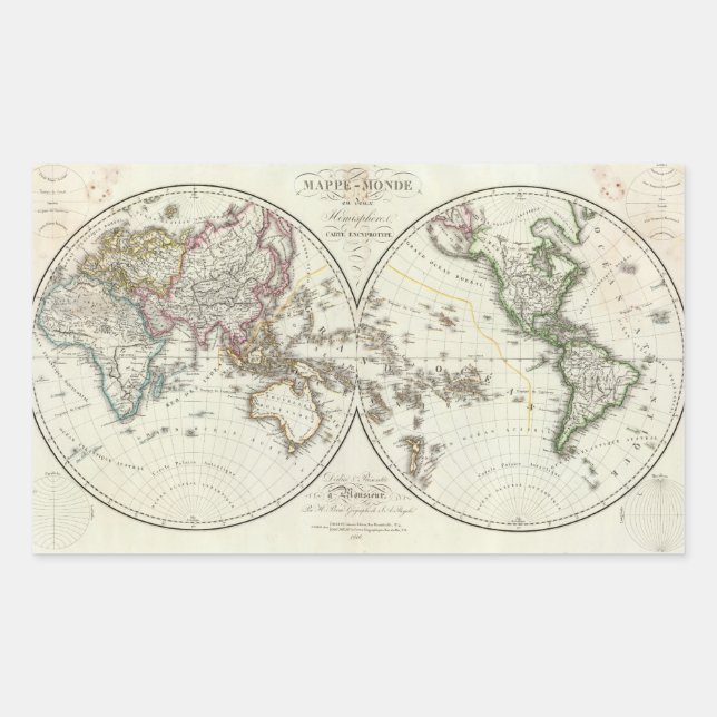 Paris Atlas Map Rectangular Sticker (Front)