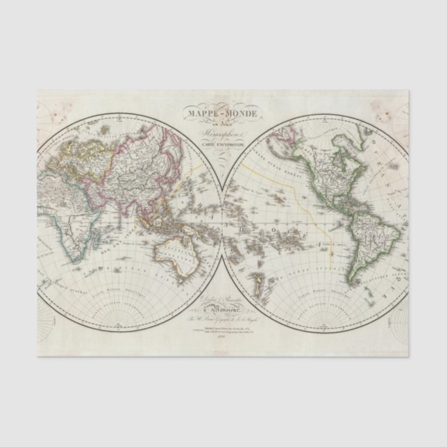 Paris Atlas Map Tissue Paper (Front)