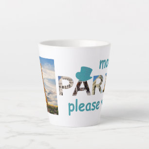 Paris Attractions More Paris Please Blue Glitter Latte Mug