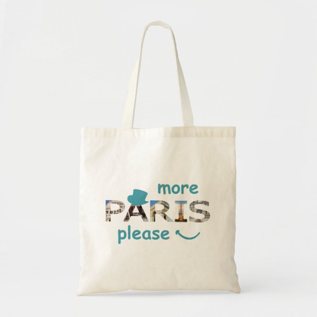 Paris Attractions More Paris Please Blue Glitter Tote Bag (Front)