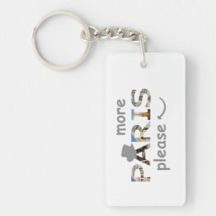 Paris Attractions More Paris Please Silver Glitter Keychain