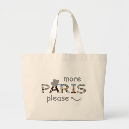 Paris Attractions More Paris Please Silver Glitter Large Tote Bag