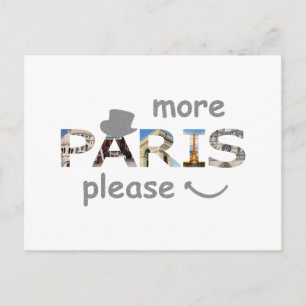 Paris Attractions More Paris Please Silver Glitter Postcard