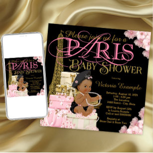 Paris Baby Girl Shower Invitations