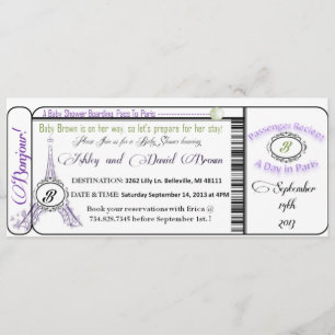 Paris Baby Shower Boarding Pass Invitation