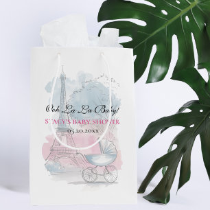 Paris Baby Shower Eiffel Tower Gender Neutral Medium Gift Bag