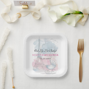 Paris Baby Shower Eiffel Tower Gender Neutral Paper Plates