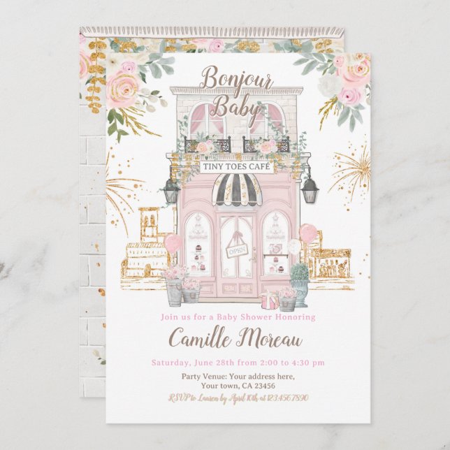 Paris Baby Shower Invitation (Front/Back)