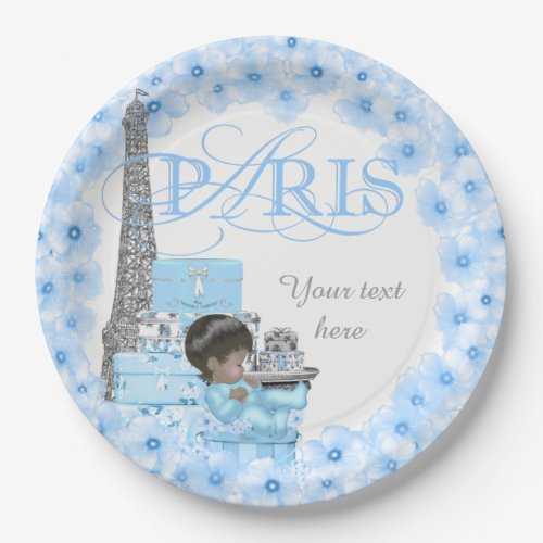 Paris Baby Shower Paper Plates Ethnic Boy Baby