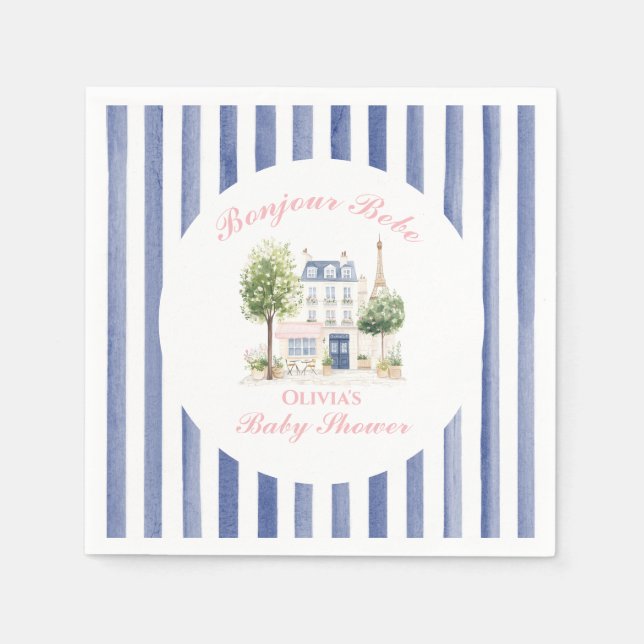 Paris Baby Shower Parisian Cafe Tea Party Napkins (Front)