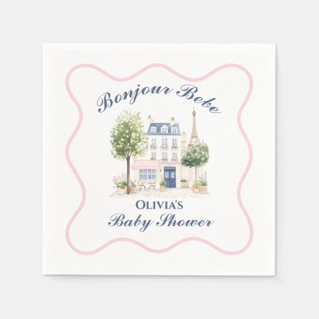 Paris Baby Shower Parisian Cafe Tea Party Napkins (Front)