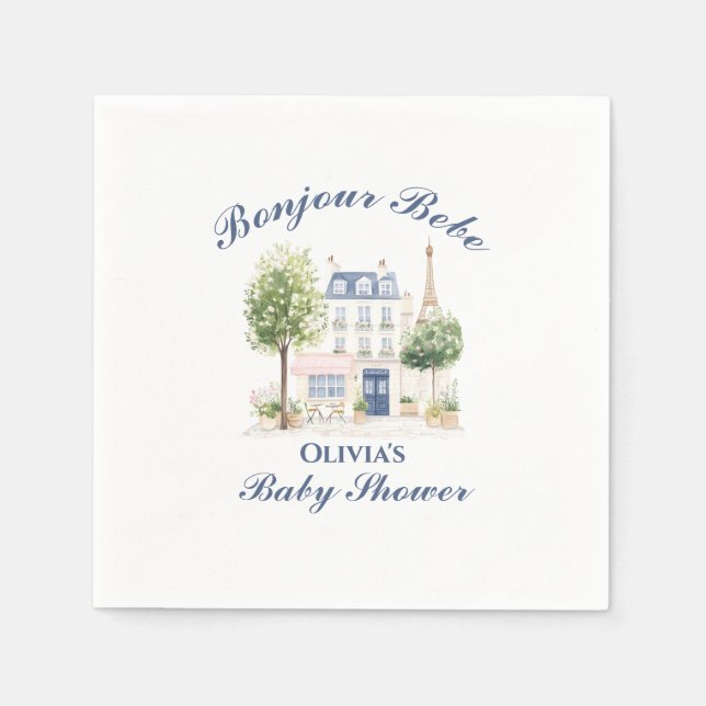 Paris Baby Shower Parisian Cafe Tea Party Napkins (Front)