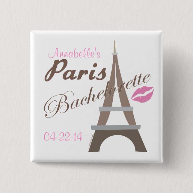 Paris Bachelorette Party Gear Pinback Button (Front)
