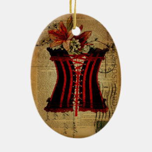 Paris Bachelorette Party vintage corset Ceramic Ornament