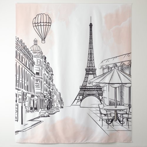 Paris backdrop pink french party banner birthday