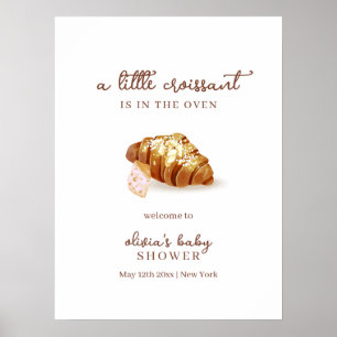 Paris Bakery Pastry Croissant Baby Shower Welcome Poster
