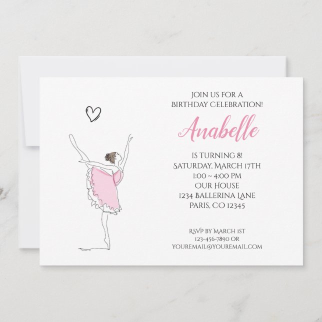 Paris Ballerina and Eiffel Tower Girls Ballet Invitation (Back)