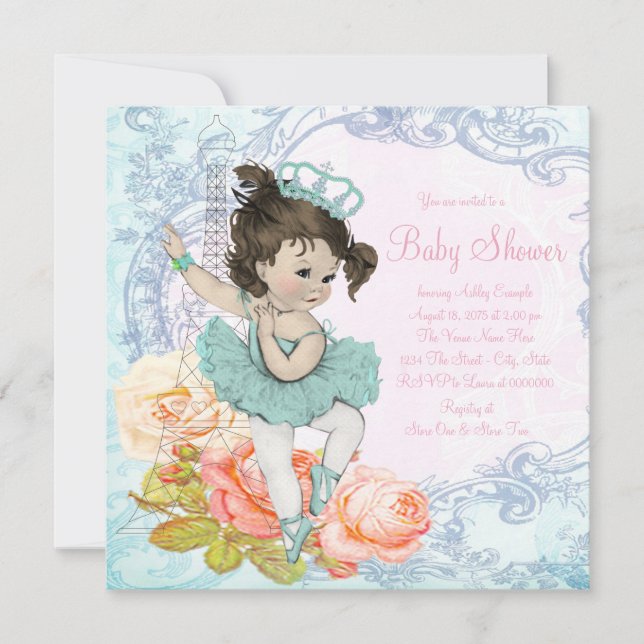 Paris Ballerina Baby Shower Invitation (Front)