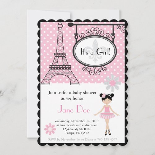 Paris Ballerina Invitation for ShowerBirthday