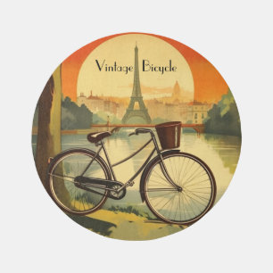Paris Bicycle Sunset Eiffel Tower Courtyard Outdoor Rug
