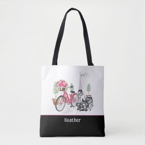 Paris Bike Ride Personalized Tote Bag