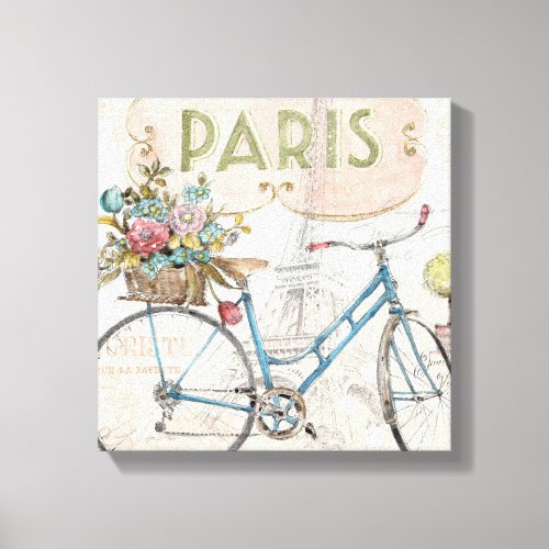 Paris Bike With Flowers Canvas Print