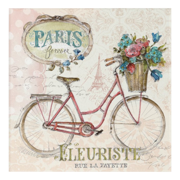 Paris Bike With Flowers In Front Acrylic Print | Zazzle.com