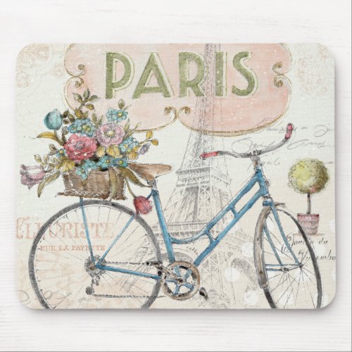 Paris Bike With Flowers Mouse Pad