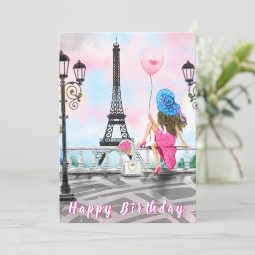 Paris Birthday Card with Eiffel Tower