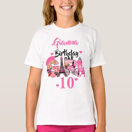 Paris Birthday Girl  Eiffel Tower  custom age T_Shirt