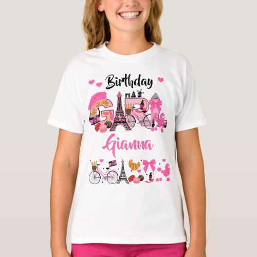 Paris Birthday Girl Eiffel Tower  T_Shirt