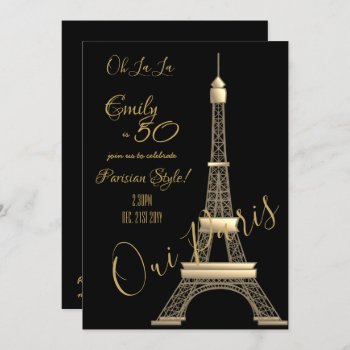 Paris Birthday Invitation Black Gold Chic by invitationz at Zazzle