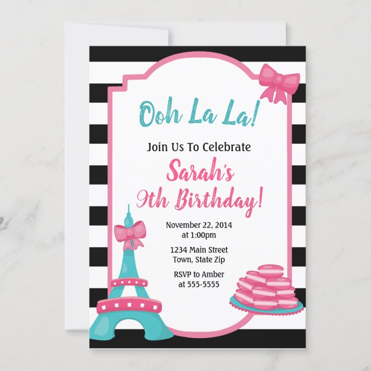 Paris Birthday Invitation French Invite Zazzle