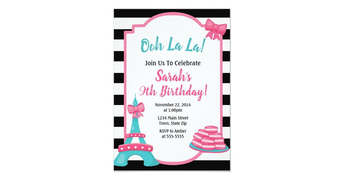 Paris Birthday Invitation French Invite