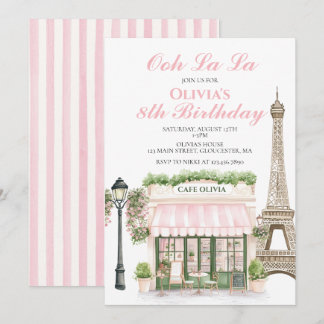 Paris Birthday Parisian Cafe Invitation