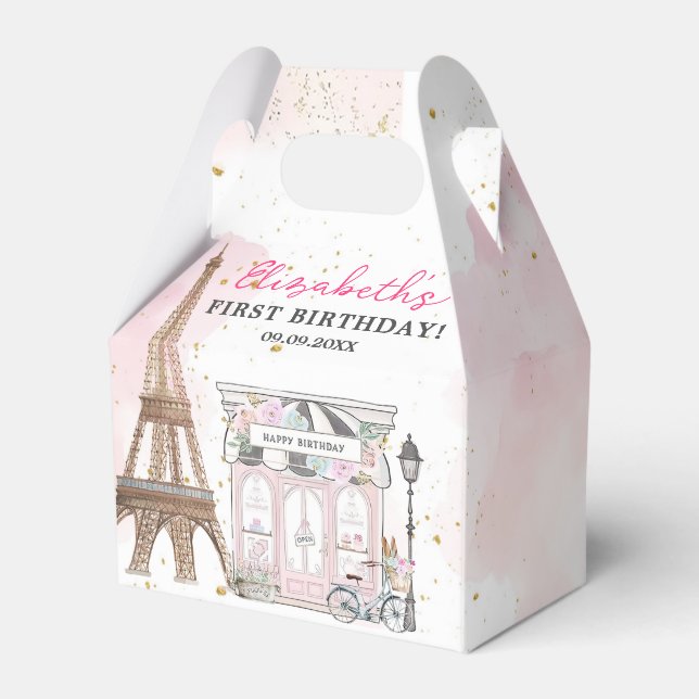 Paris Birthday Parisian Cafe Tea Party Birthday Favor Boxes (Back Side)
