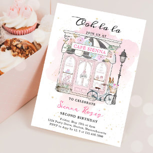 Paris Birthday Parisian Cafe Tea Party Birthday Invitation