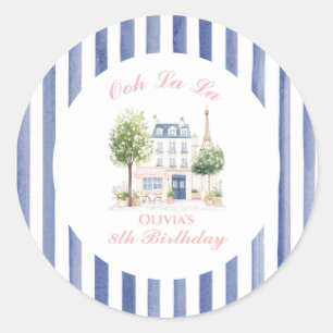 Paris Birthday Parisian Cafe Tea Party Classic Round Sticker