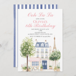 Paris Birthday Parisian Cafe Tea Party Invitation