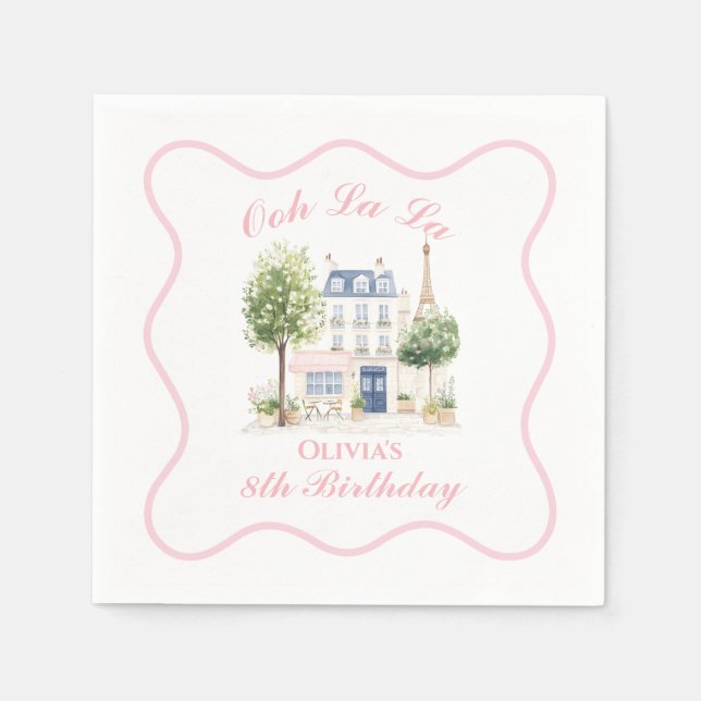 Paris Birthday Parisian Cafe Tea Party Napkins (Front)