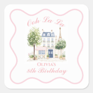 Paris Birthday Parisian Cafe Tea Party Square Sticker